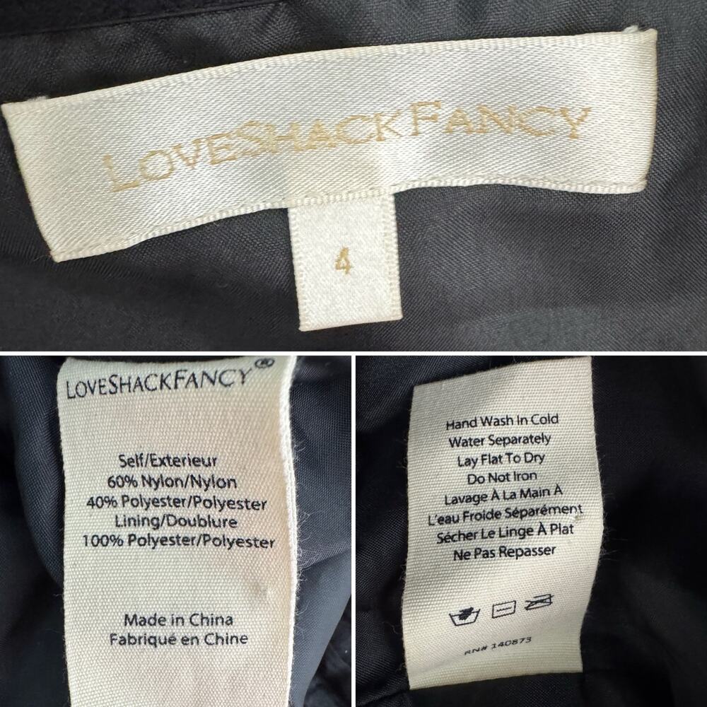 LoveShackFancy Brenaya Ruffle Flower Mini Bodycon Dress black size 4 - Picture 11 of 16